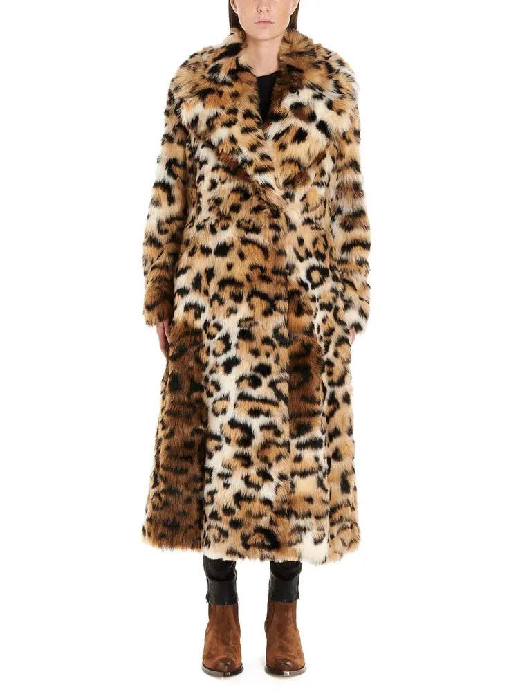 Alanui Belted Animalier Faux Fur Coat