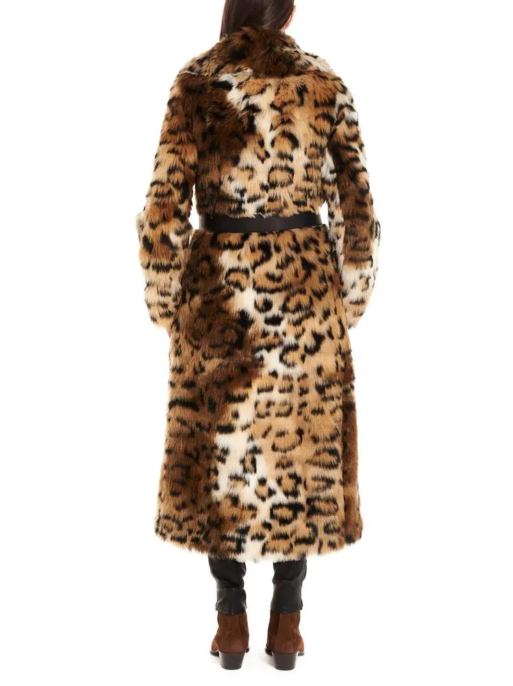 Alanui Belted Animalier Faux Fur Coat