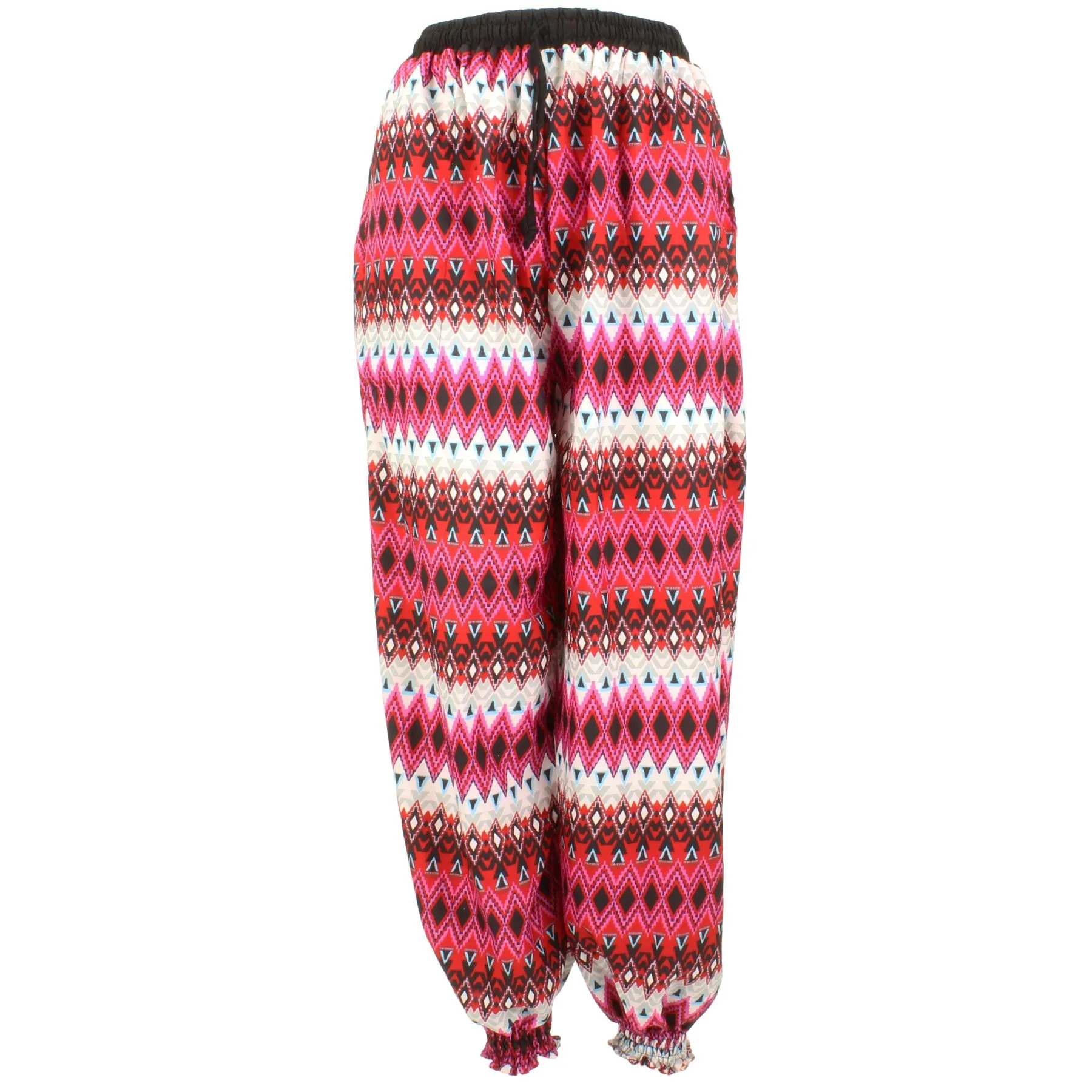 Ali Baba Trousers - Zig Zag Geometric (Pink, White & Black)