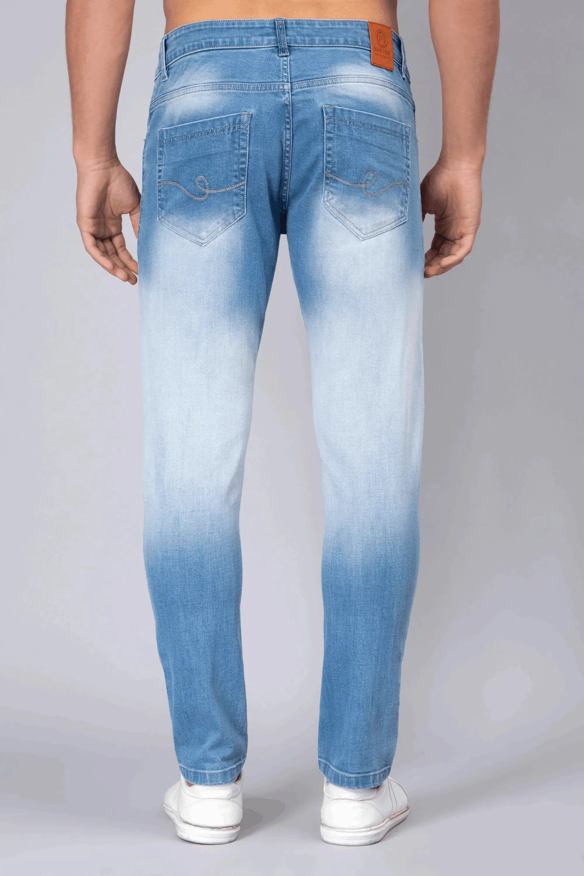 Ankle Fit Shade Blue Rough Look Premium Denim Jeans For men