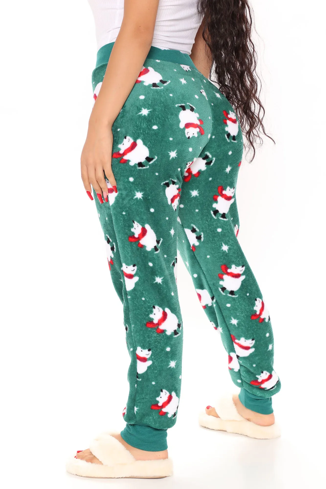 Baby Its Cold Outside Plush PJ Joggers - Green/combo