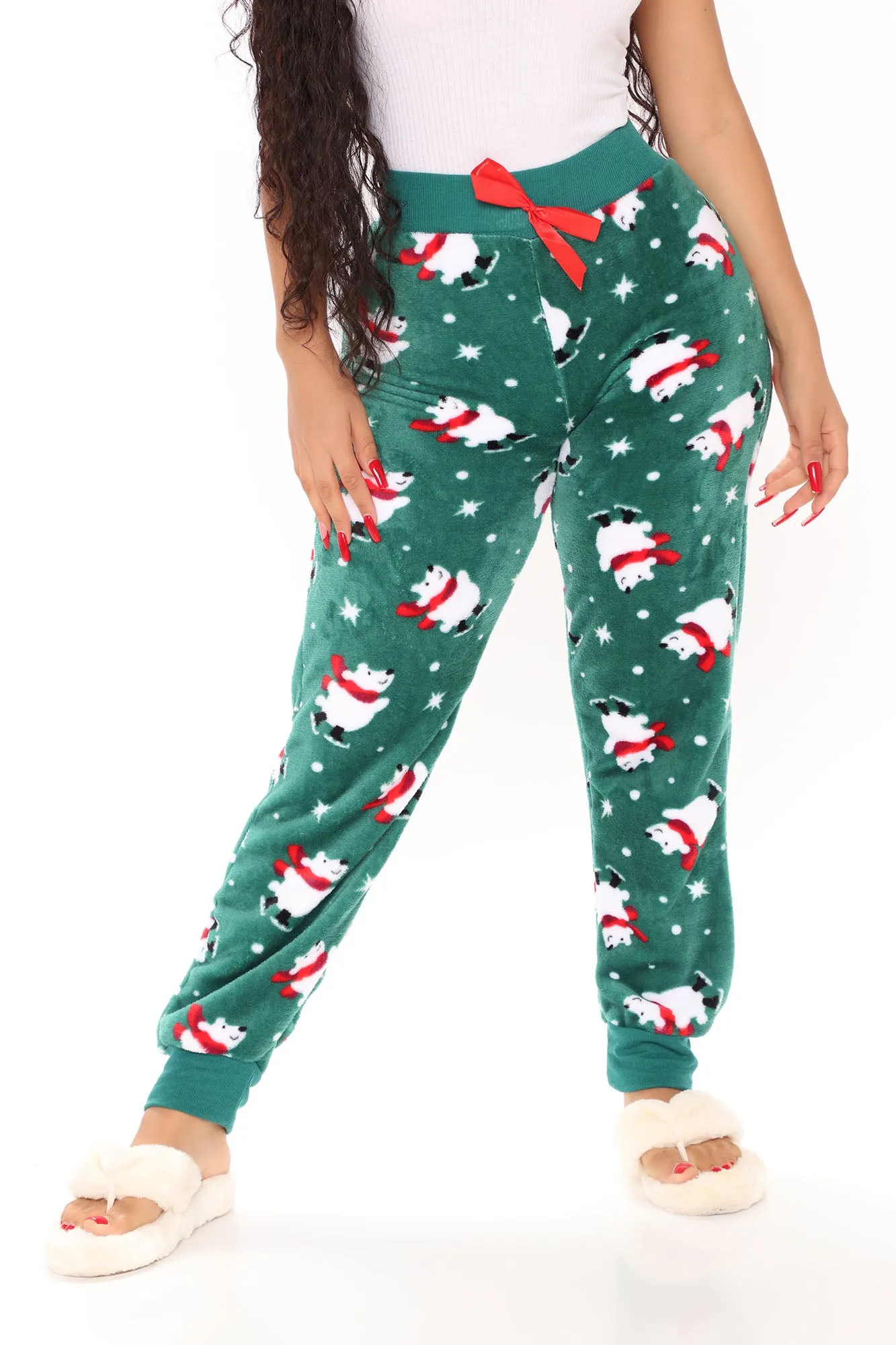 Baby Its Cold Outside Plush PJ Joggers - Green/combo