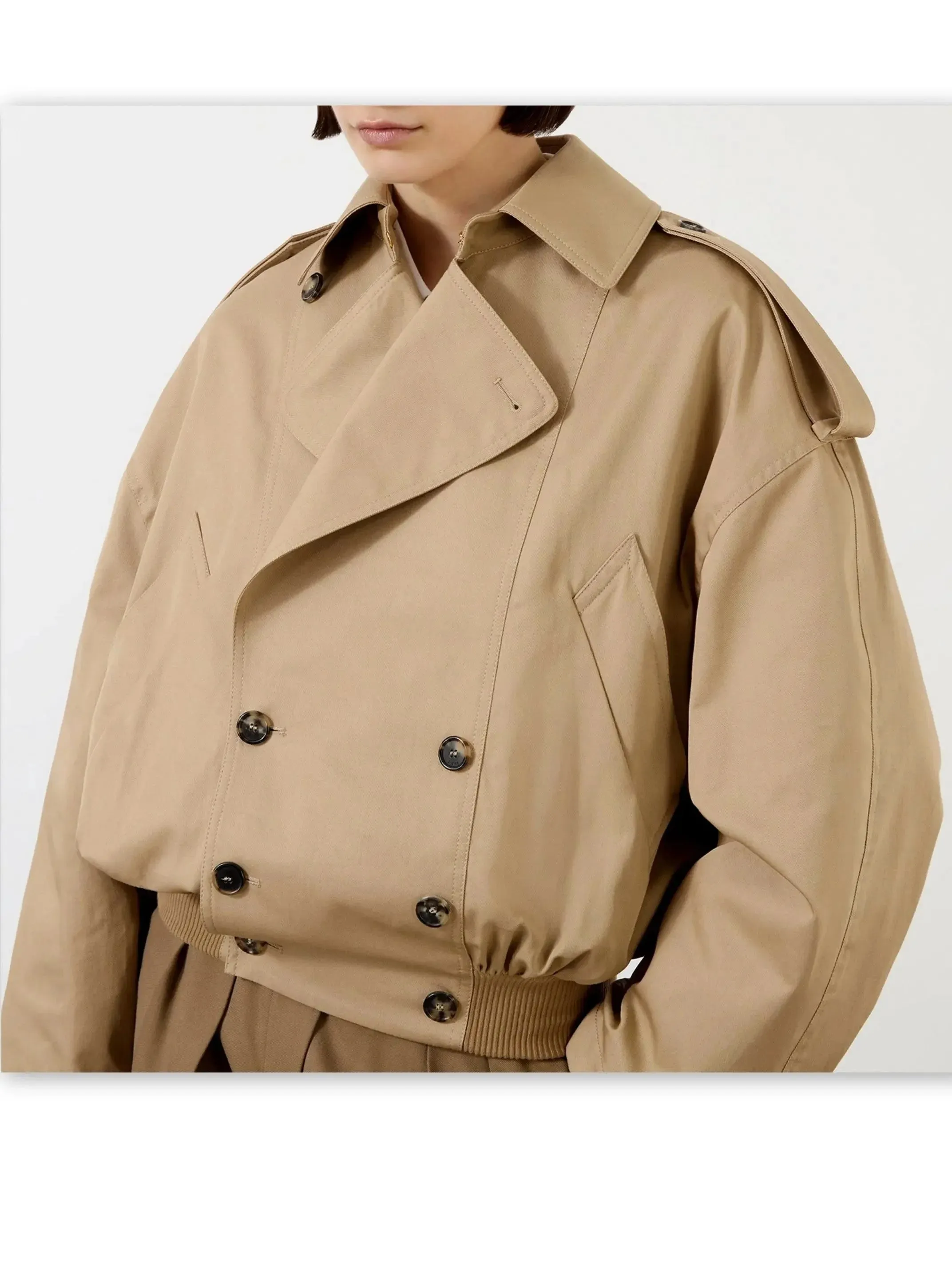 Balloon Double-Breasted Trench Jacket