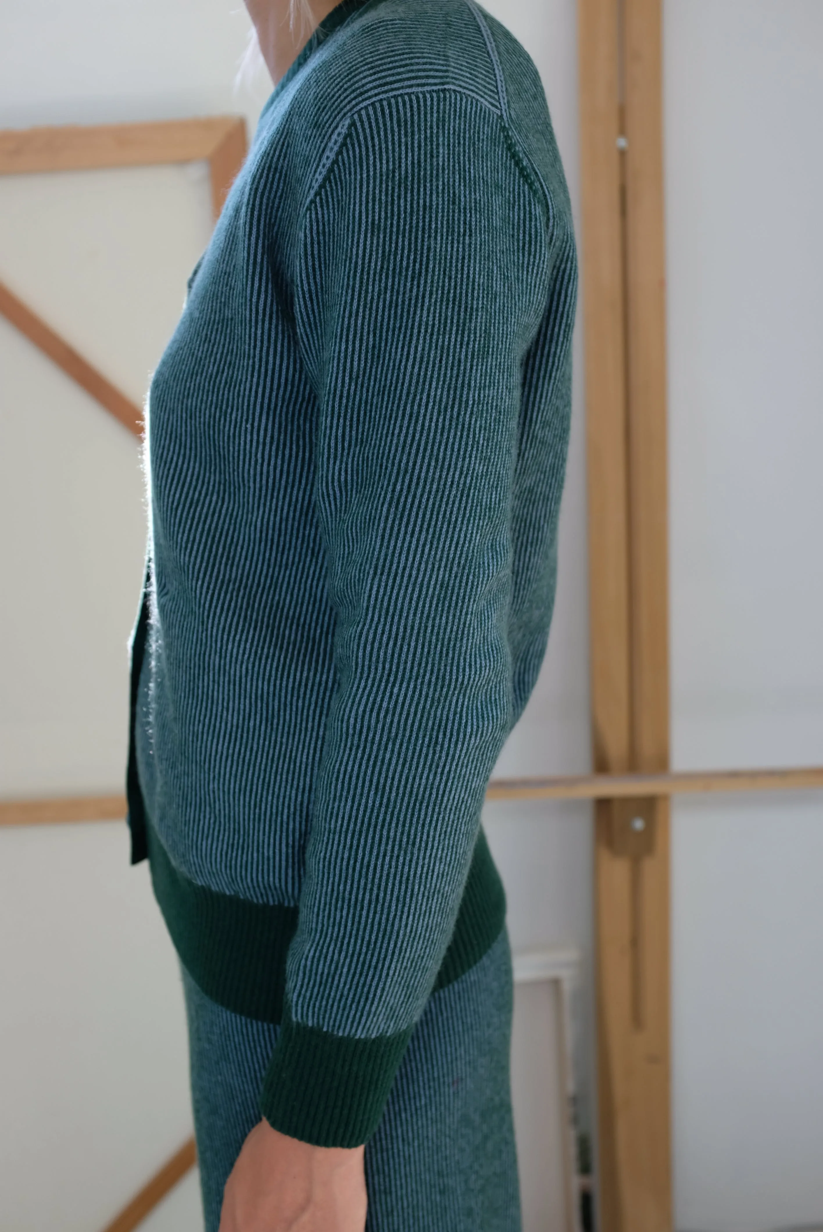 Beklina Cashmere Ribbed Cardigan Lake