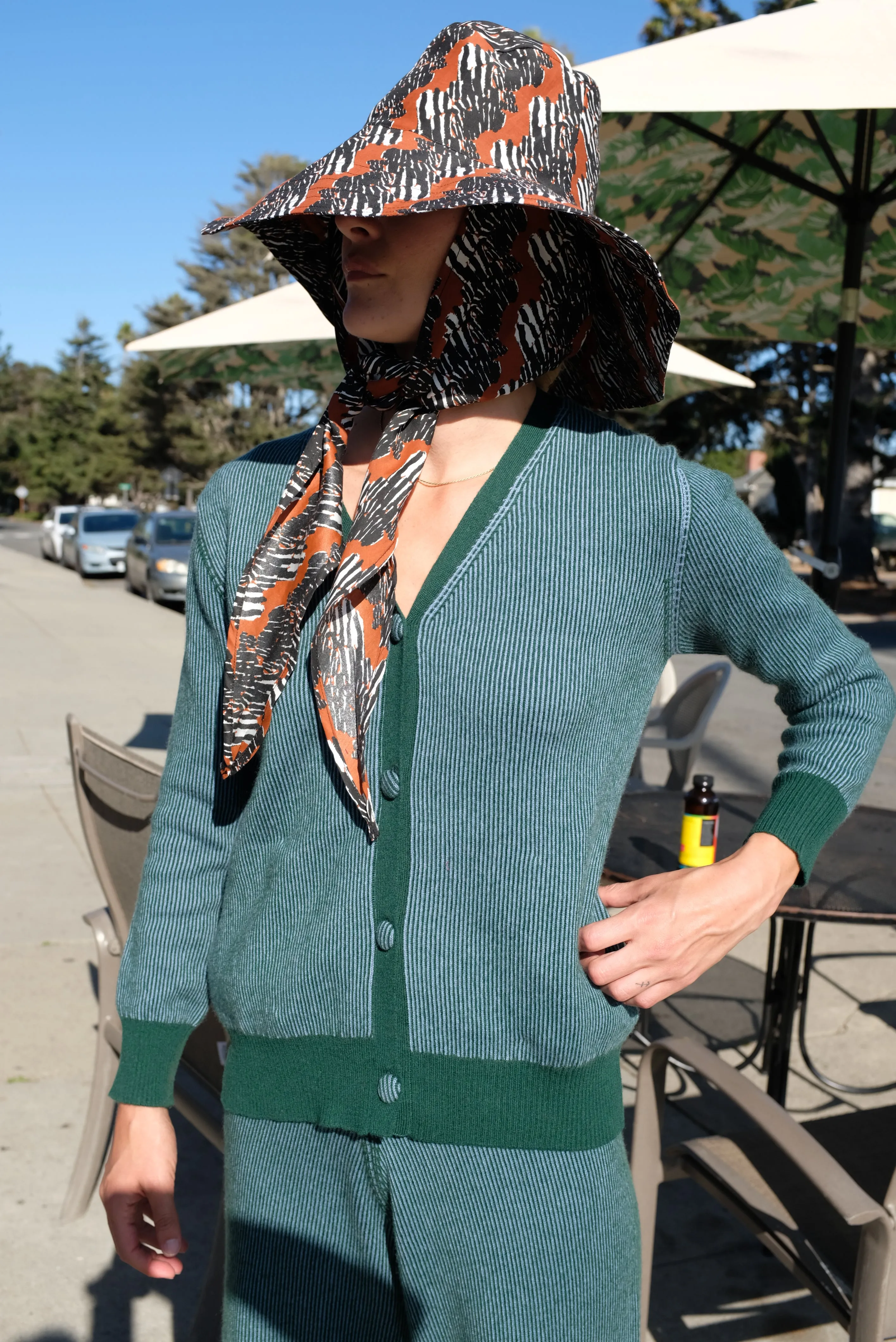 Beklina Cashmere Ribbed Cardigan Lake