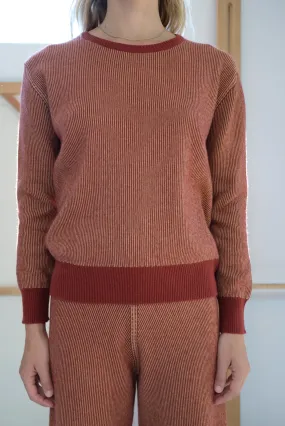 Beklina Cashmere Ribbed Crew Sweater Rust/Gold