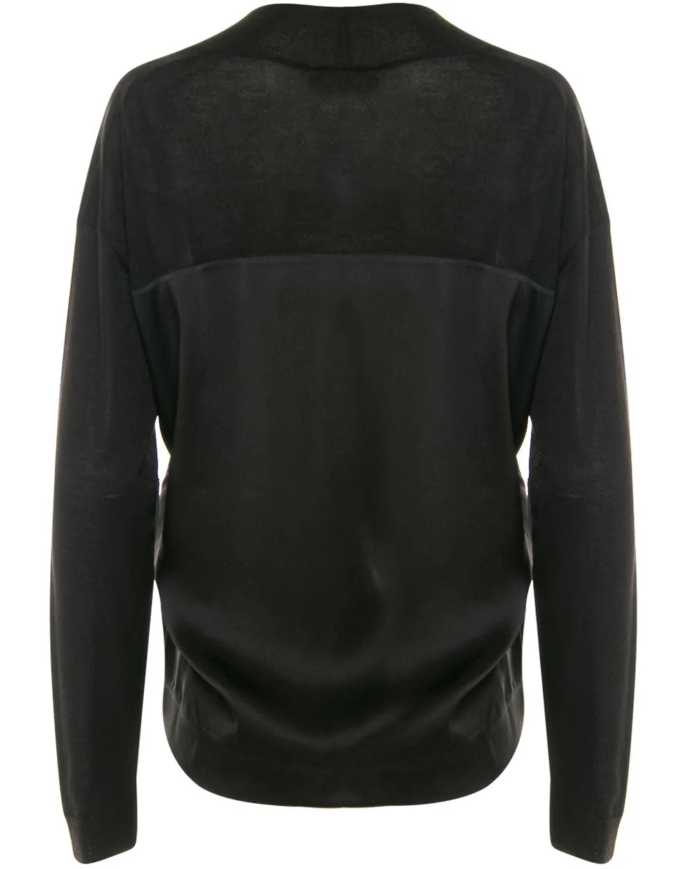 Black Fine Cashmere Silk V Neck Pullover