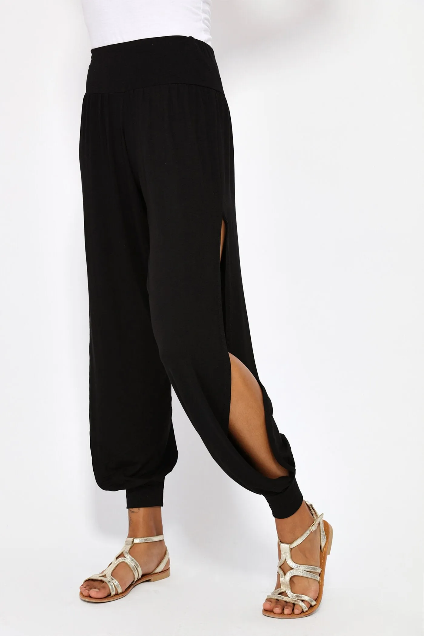 Black Harem Trouser With Side Split