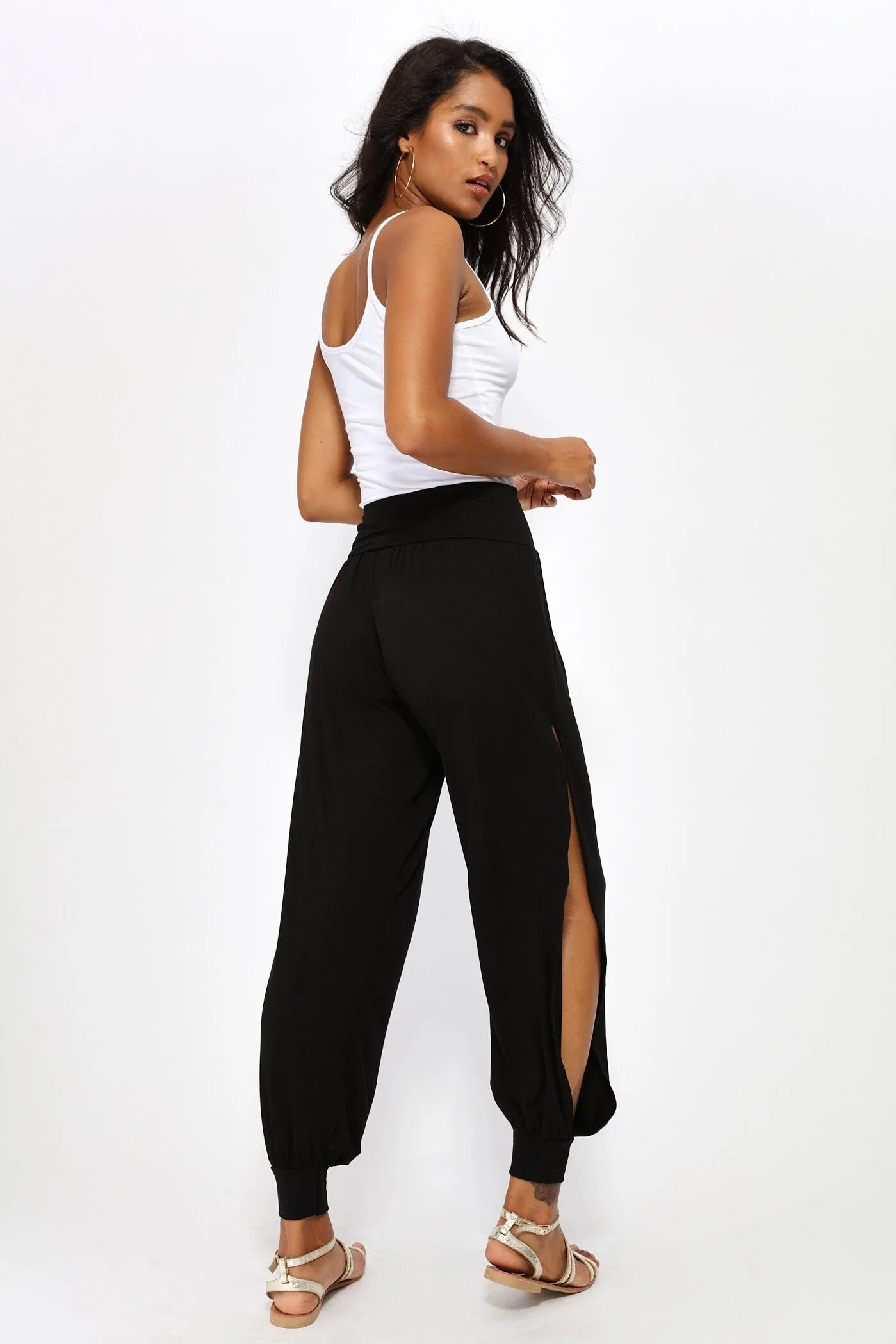 Black Harem Trouser With Side Split