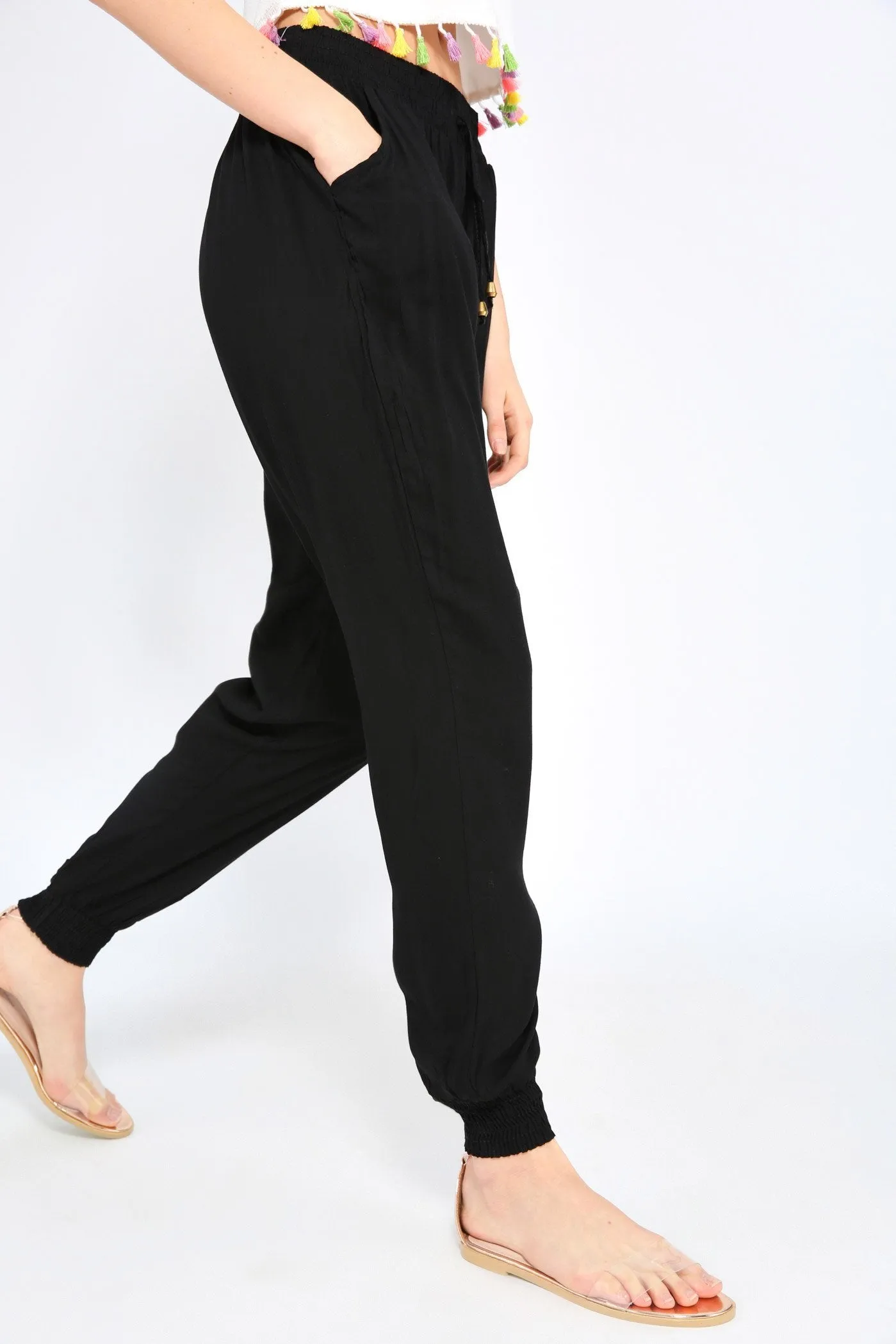 Black Loose Fit Harem Pants