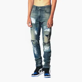 Bleunoir Slim Patchwork Jeans - Mystic Blue