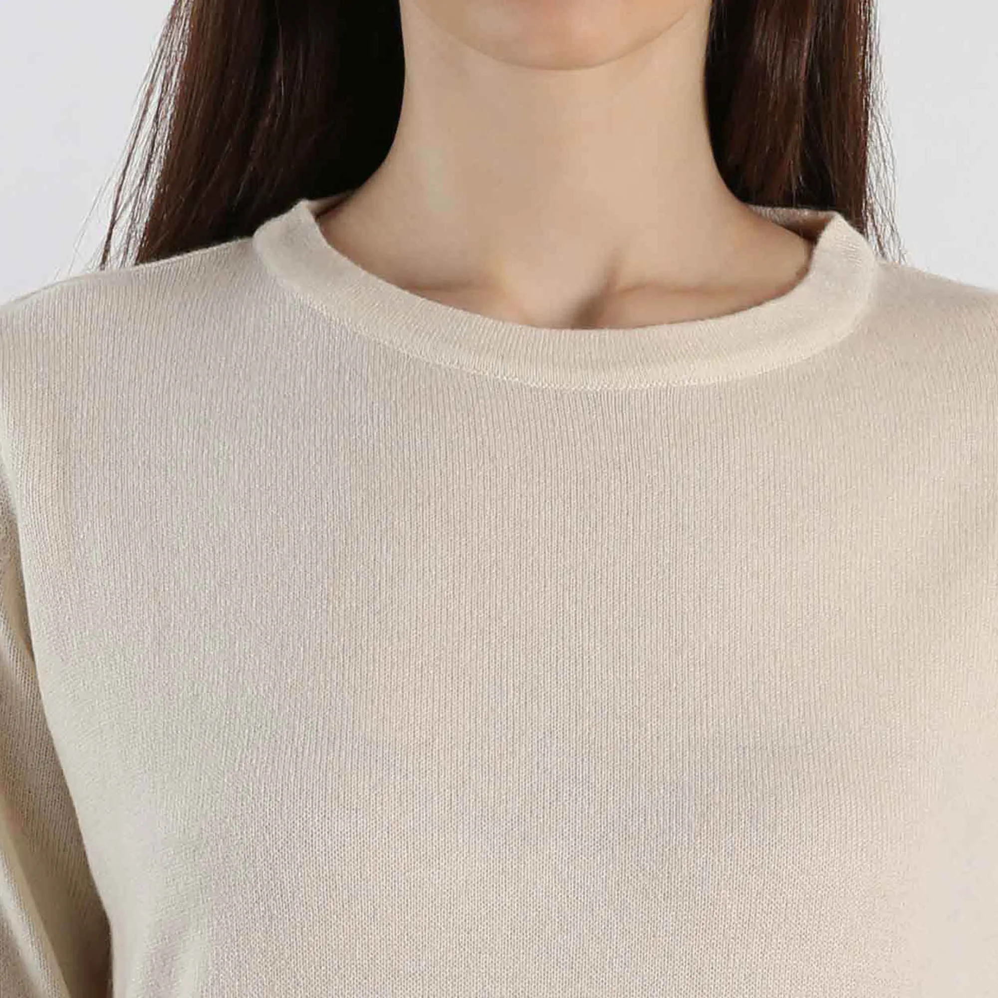 Boat Neck Pure Cashmere Sweater - Ivory