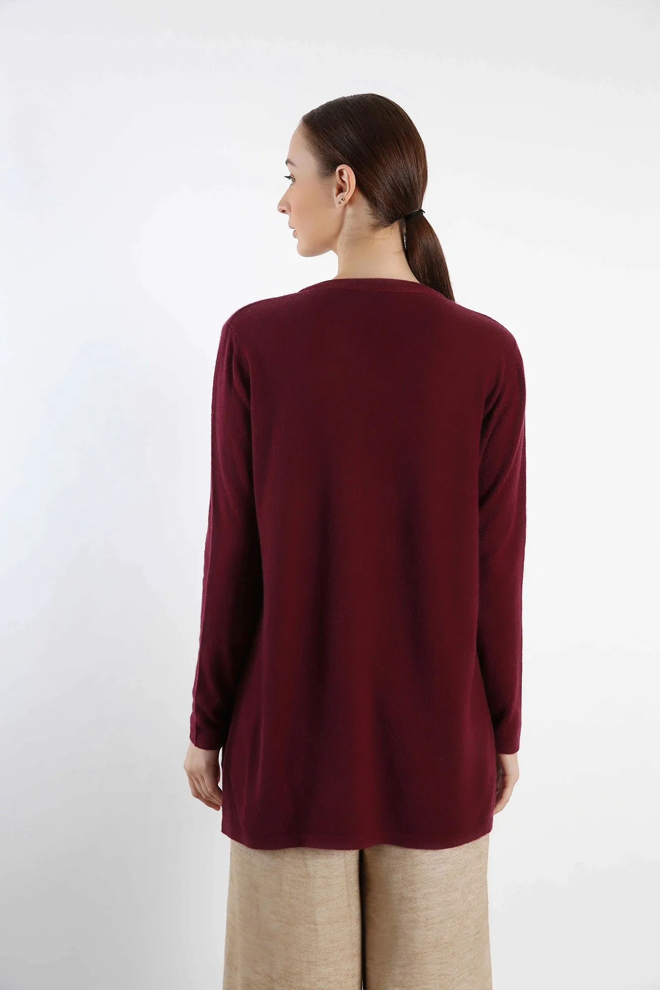 Burgundy Pure Cashmere Cardigan