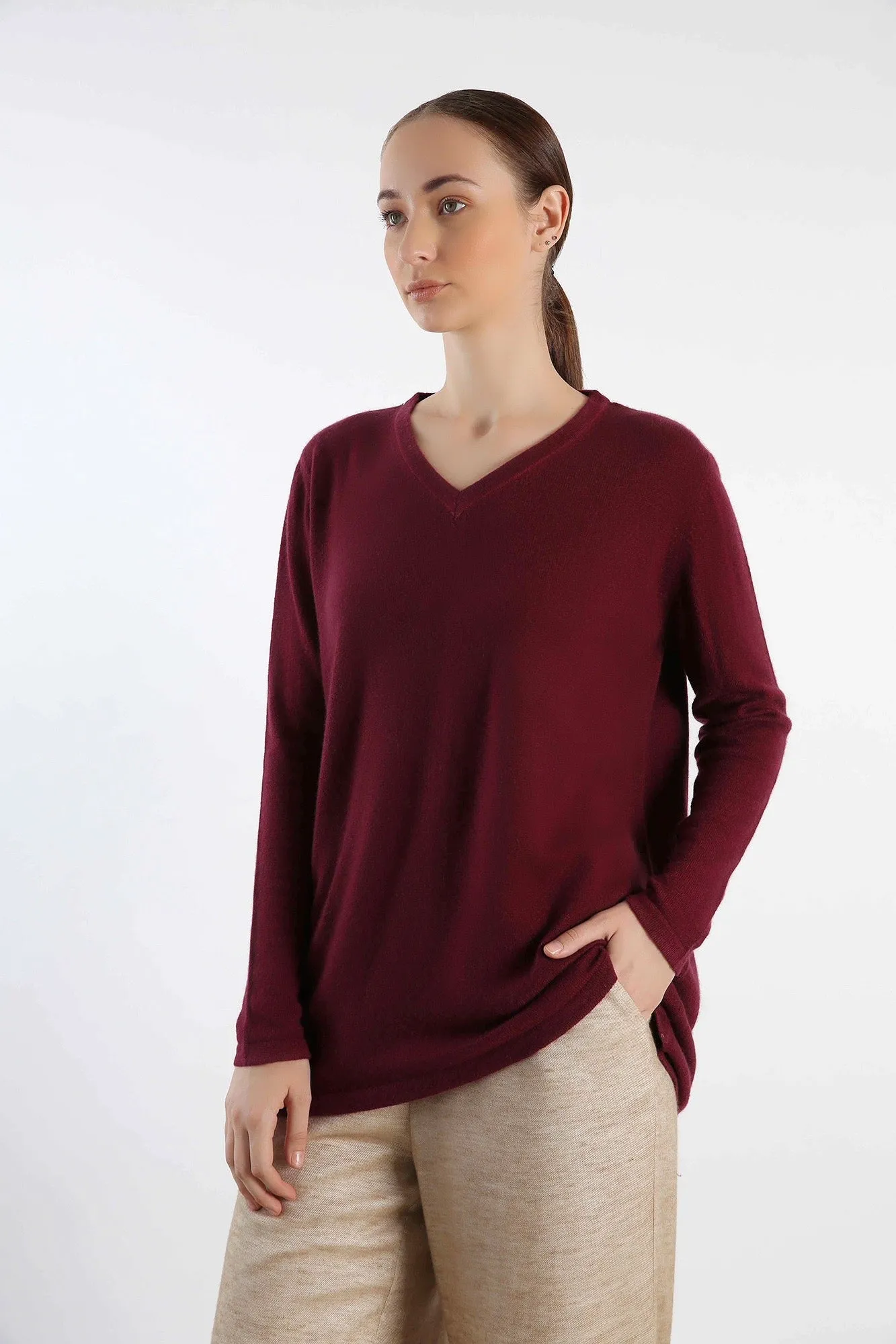 Burgundy Pure Cashmere Cardigan