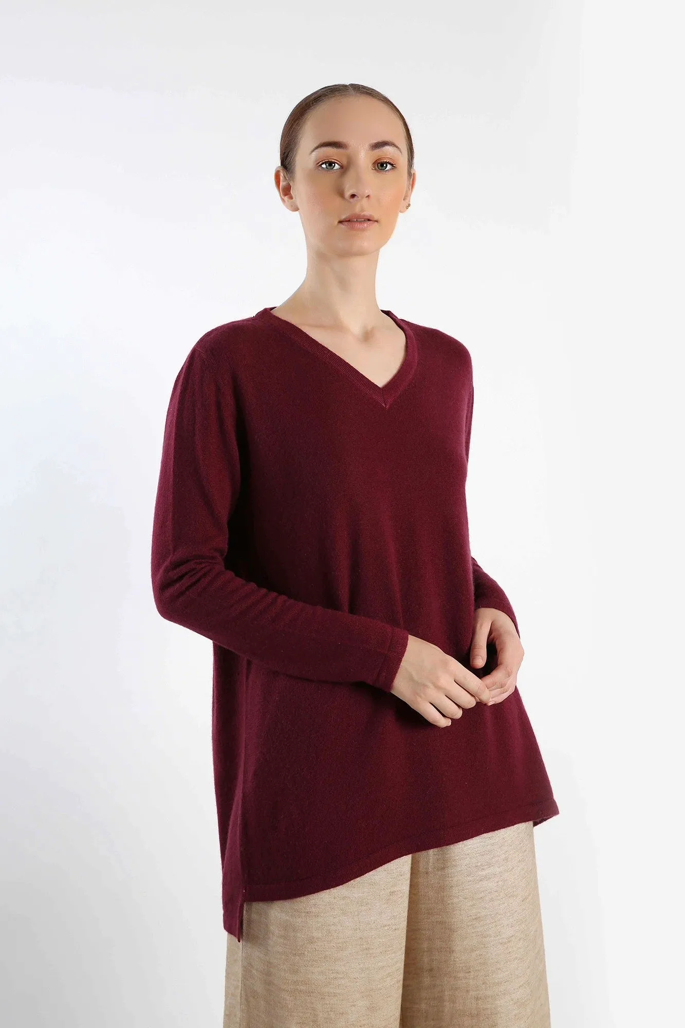 Burgundy Pure Cashmere Cardigan