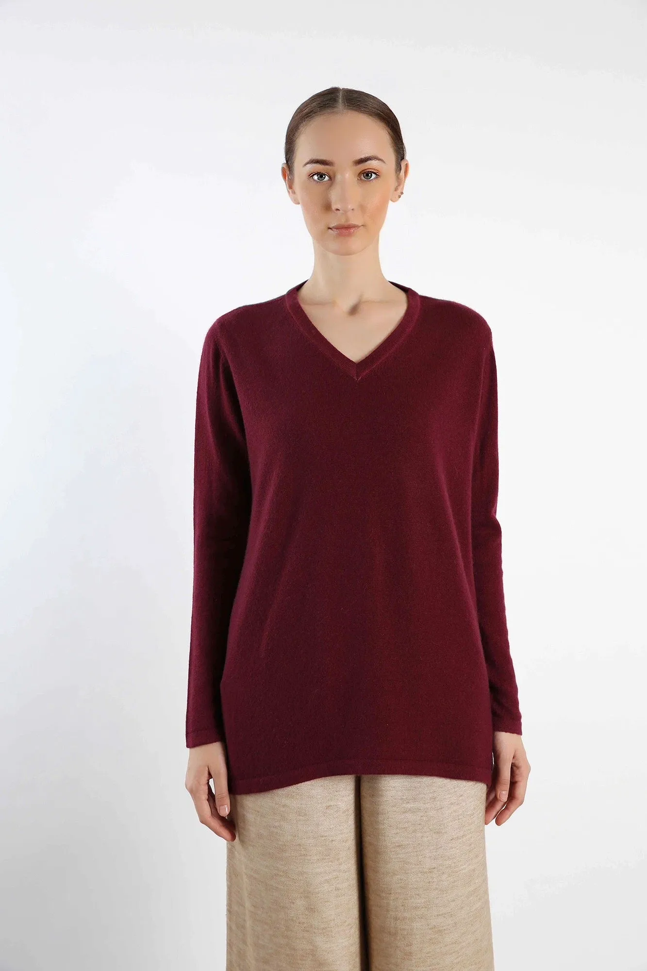 Burgundy Pure Cashmere Cardigan