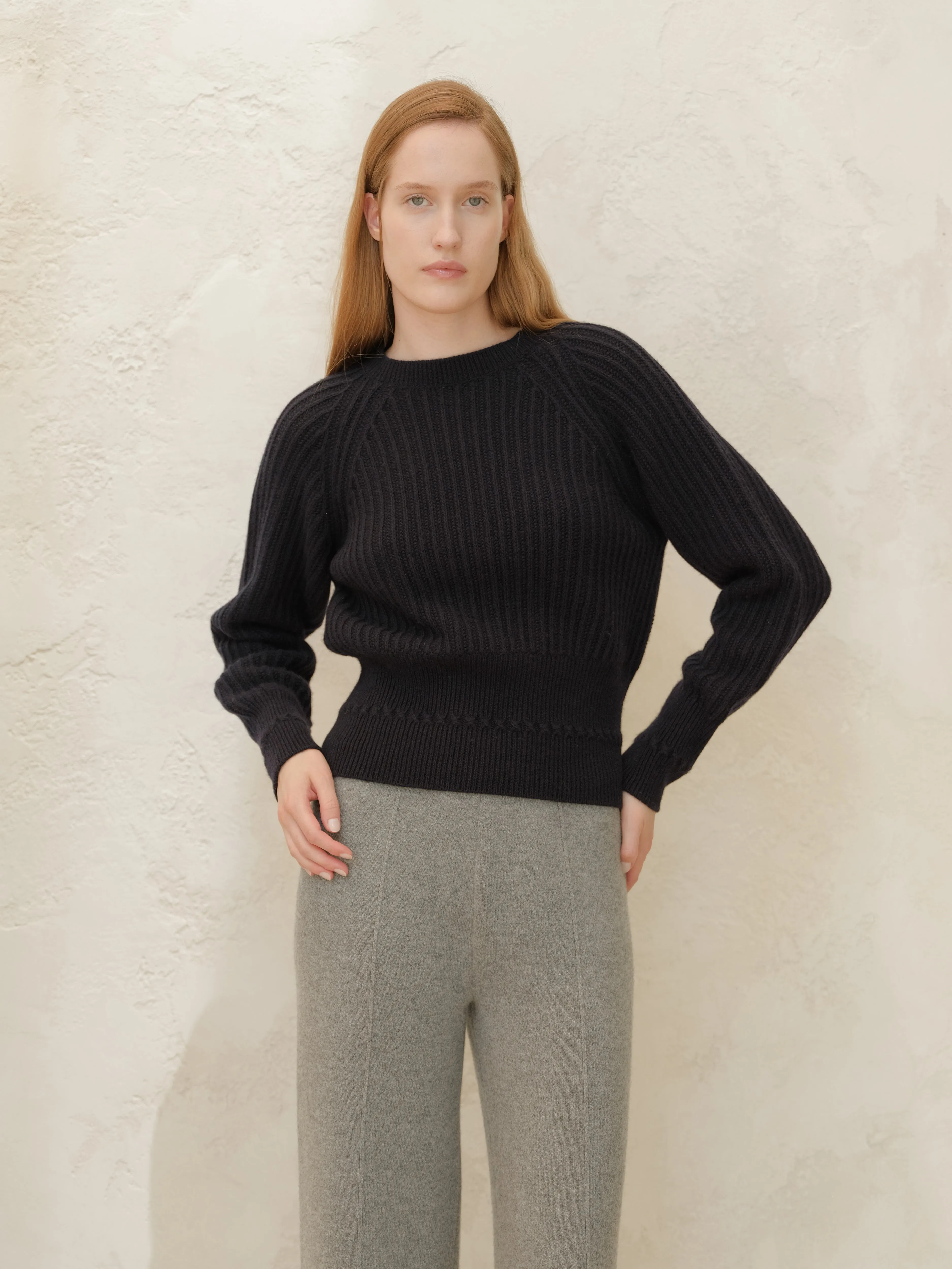 Cashmere Mix Crewneck Raglan Sweater