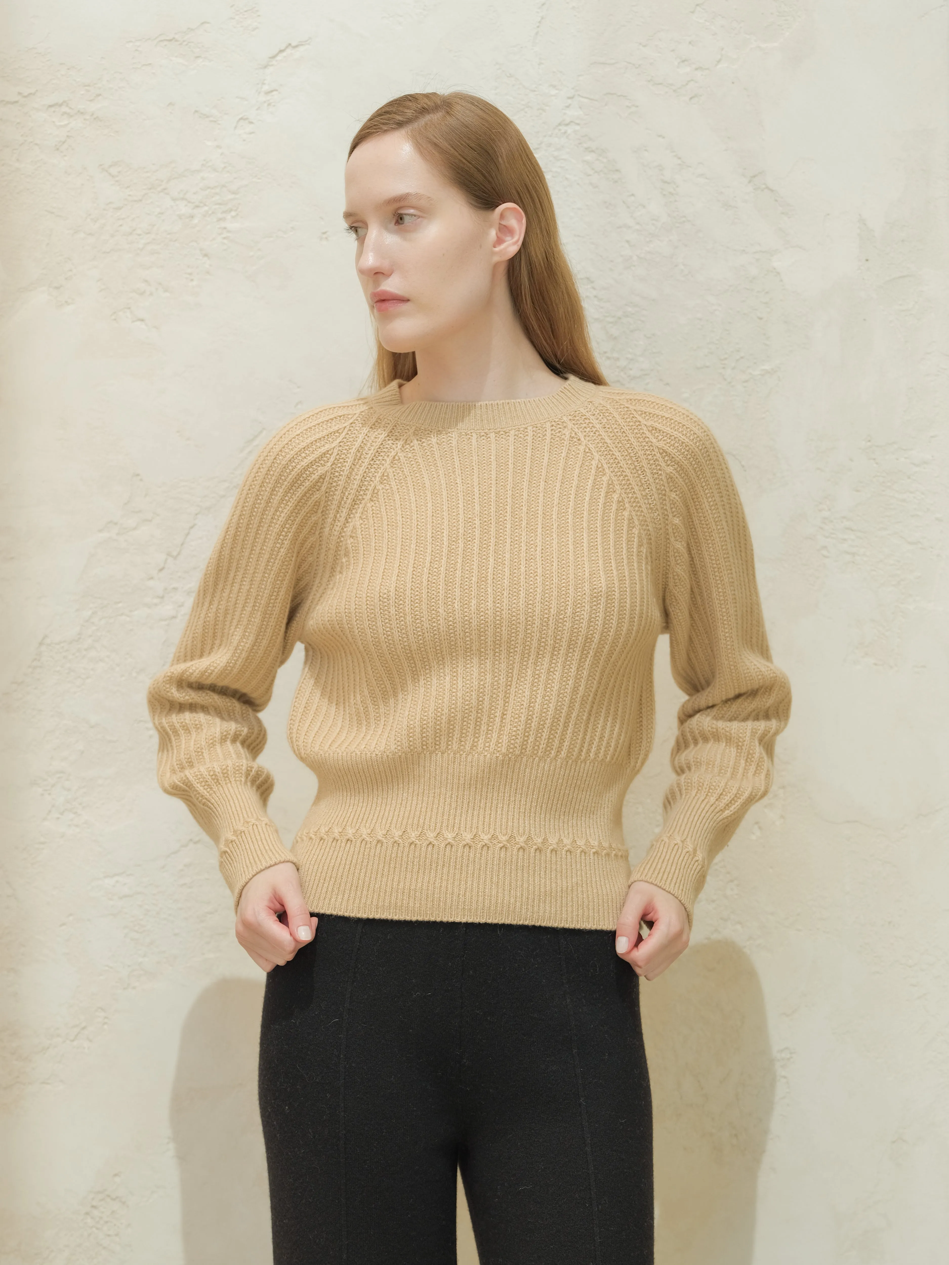 Cashmere Mix Crewneck Raglan Sweater