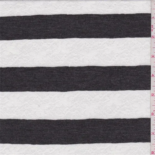 Charcoal/White Stripe Sweater Knit Fabric