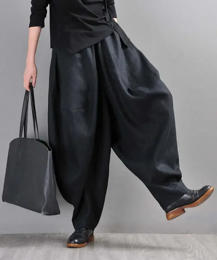 Chic Linen Harem Pants: Stylish Wide Leg Trousers for Women