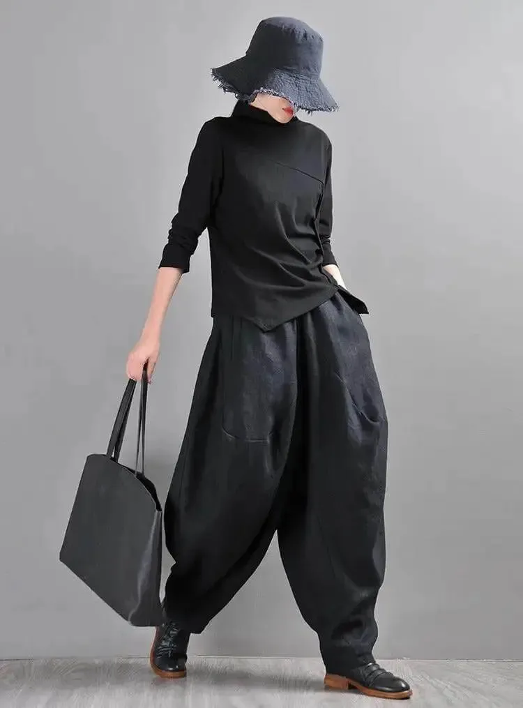 Chic Linen Harem Pants: Stylish Wide Leg Trousers for Women