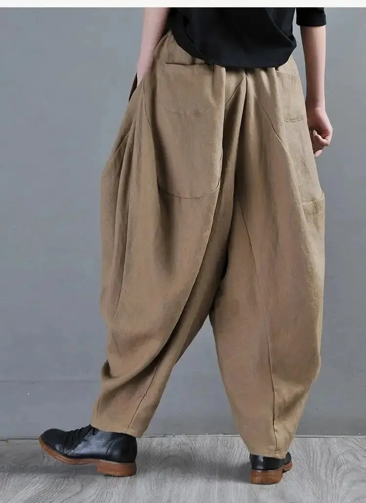 Chic Linen Harem Pants: Stylish Wide Leg Trousers for Women