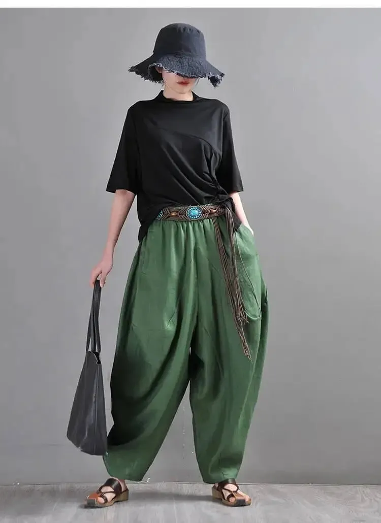 Chic Linen Harem Pants: Stylish Wide Leg Trousers for Women