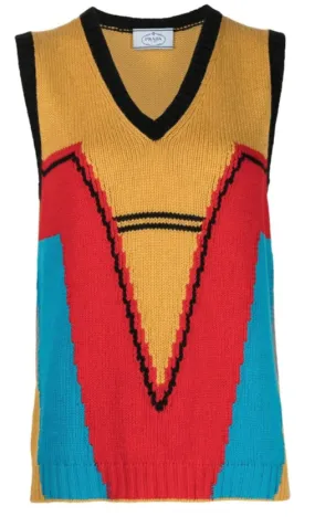 Colour-Block Knitted Vest