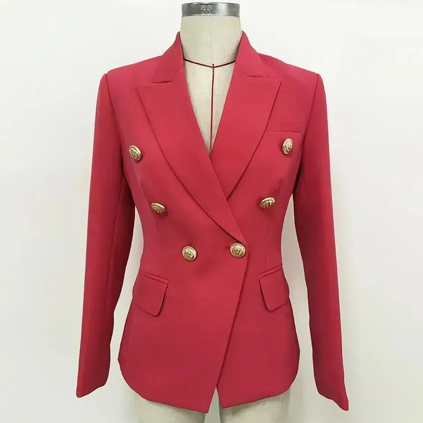 Coral Red Blazer Women - Casual - Plain-Solid