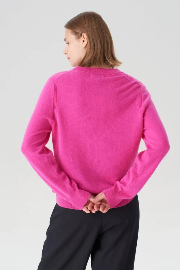 Crewneck Cashmere Sweater - Glow Pink