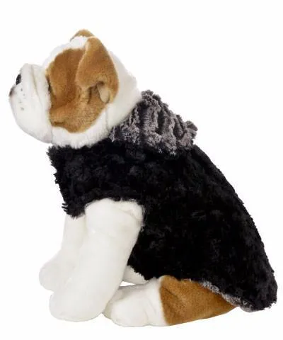 Dog Coat, Reversible - Desert Sand Faux Fur with Cuddly Fur in Black