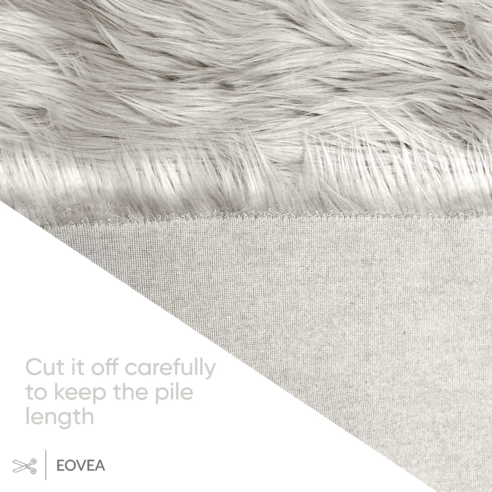 EOVEA Shaggy Faux Fur Fabric | Silver