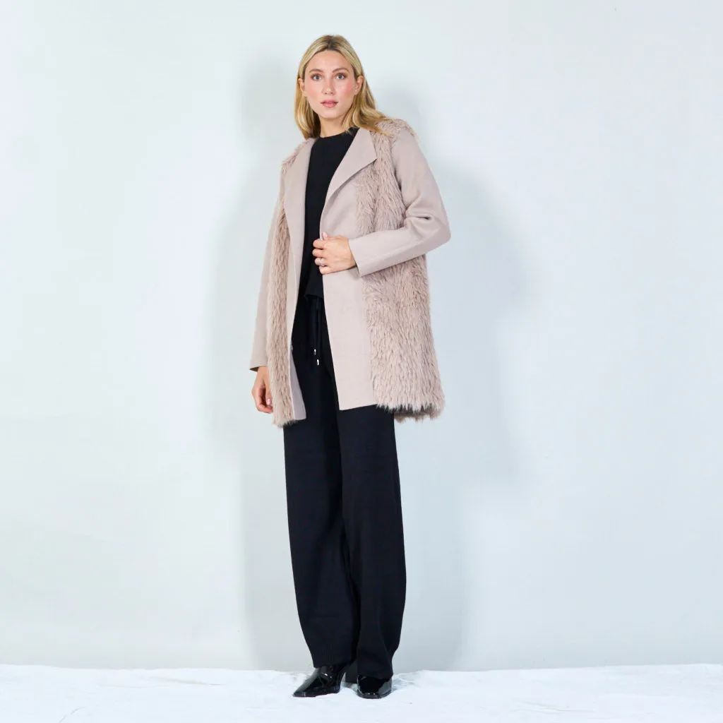 Faux fur open-front coat wholesale