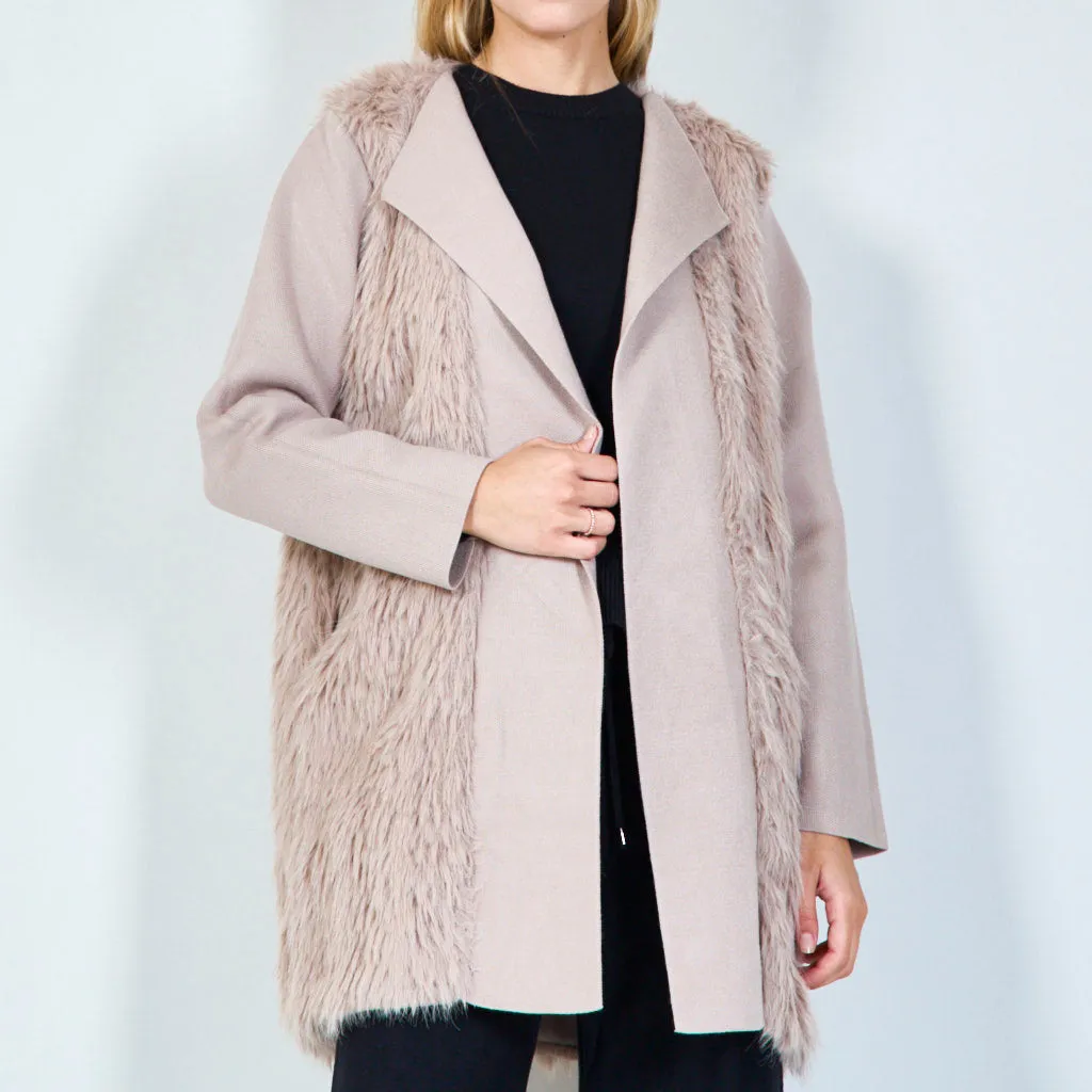 Faux fur open-front coat wholesale