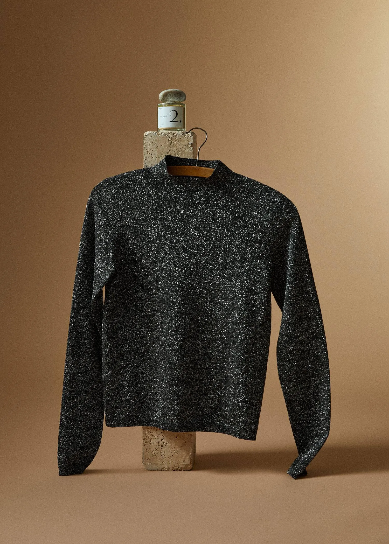 Fine-knit metallic sweater