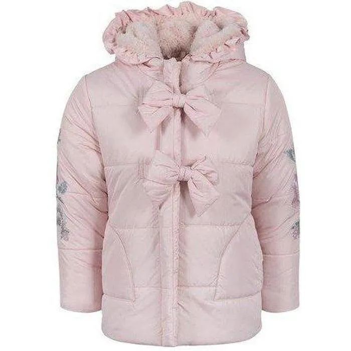 Girls Pink Faux Fur Bow Jacket