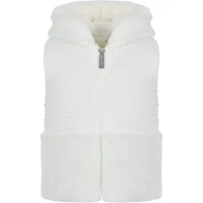 Girls White Faux Fur Gilet