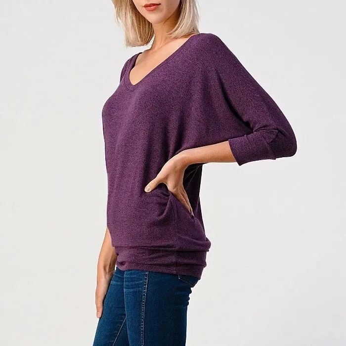 Hacci Knit Dolman Sleeve Tops - 2710