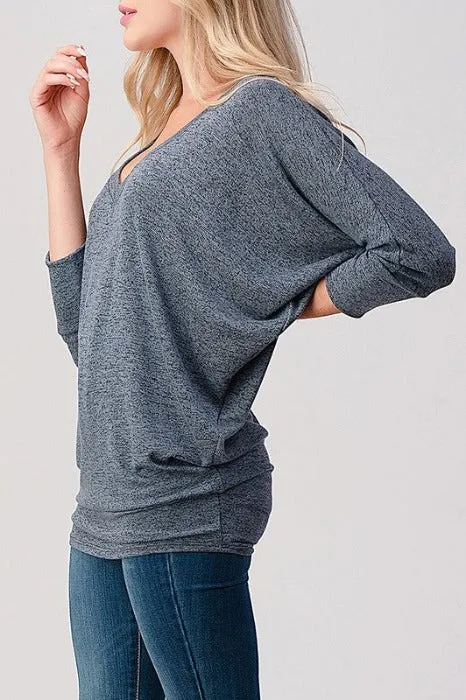 Hacci Knit Dolman Sleeve Tops - 2710