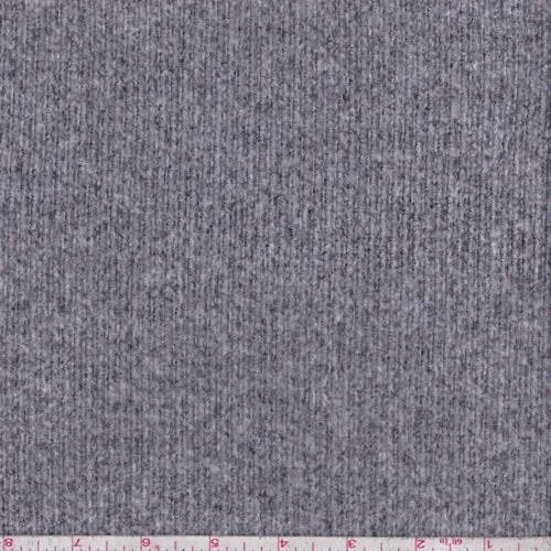 Heather Dark Grey Ribbed Sweater Jersey Knit Fabric