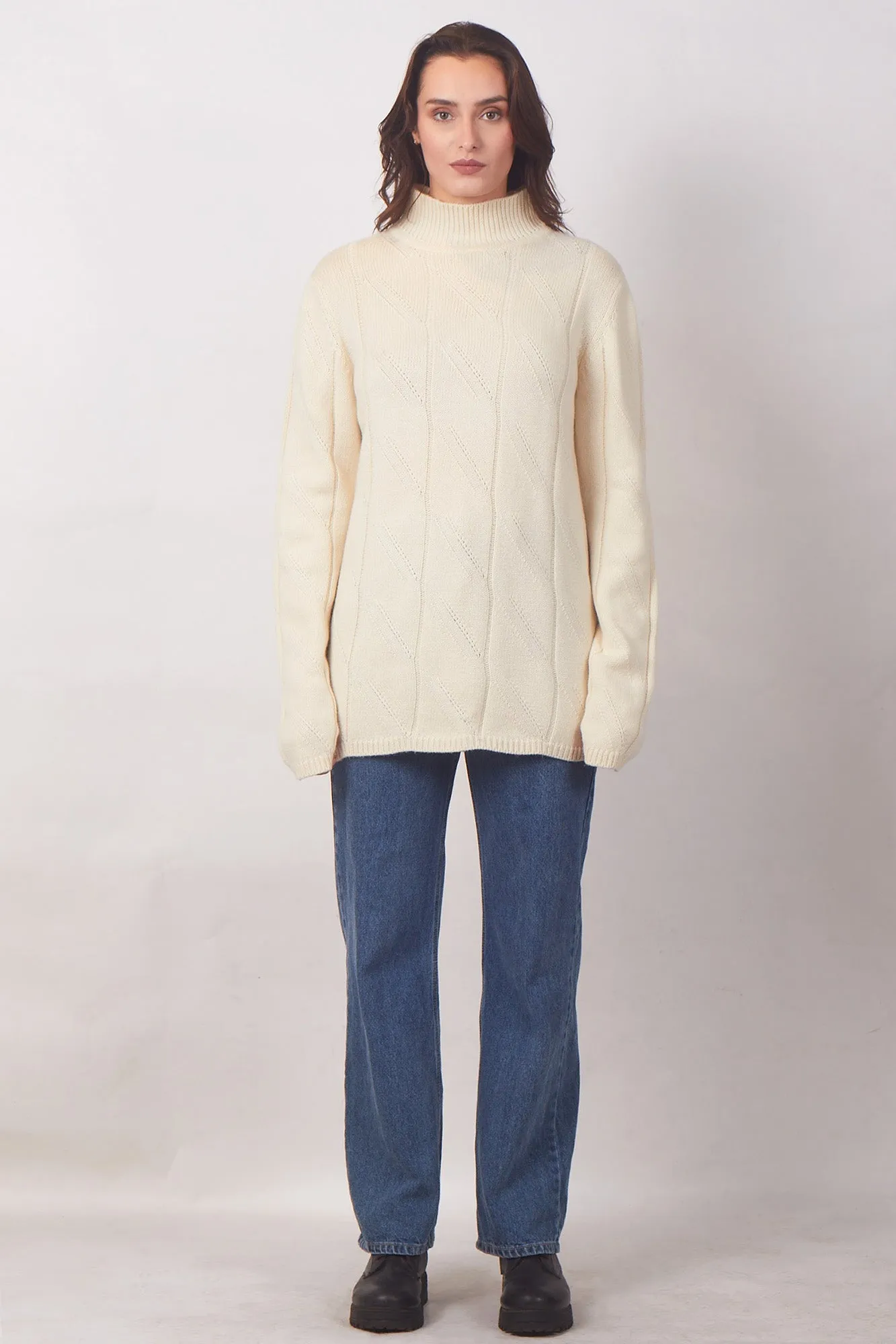 Ivory Silk Wool Cashmere Sweater