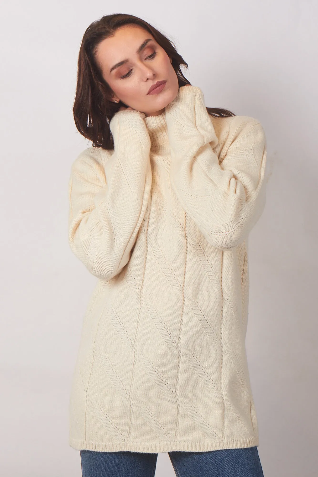 Ivory Silk Wool Cashmere Sweater