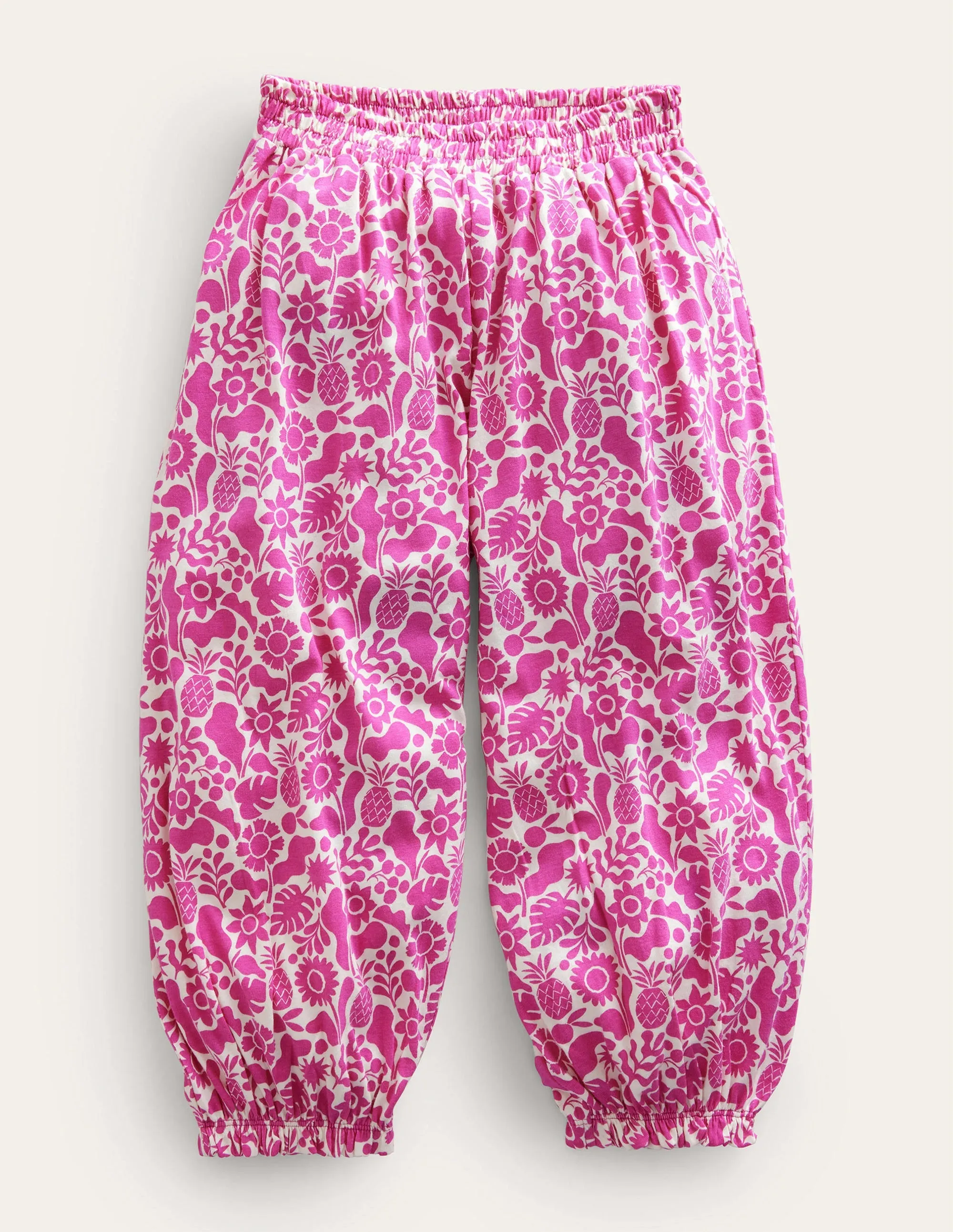 Jersey Harem Trousers-Amazing Pink Holiday Floral