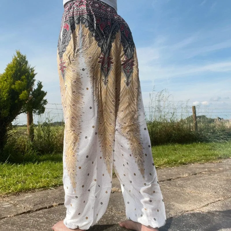 Ladies White Harem Pants Gypsy Hippie Aladdin Genie Female Womens Baggy Trousers