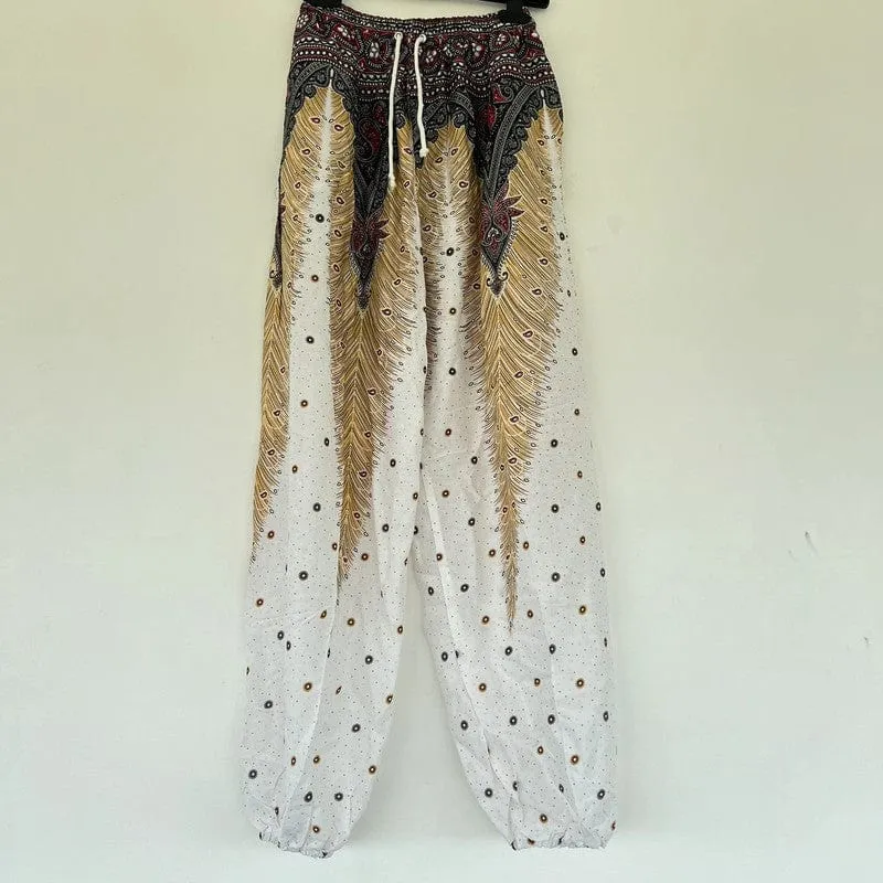 Ladies White Harem Pants Gypsy Hippie Aladdin Genie Female Womens Baggy Trousers