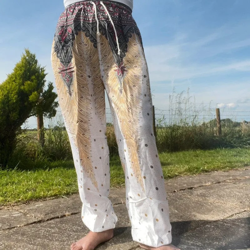 Ladies White Harem Pants Gypsy Hippie Aladdin Genie Female Womens Baggy Trousers