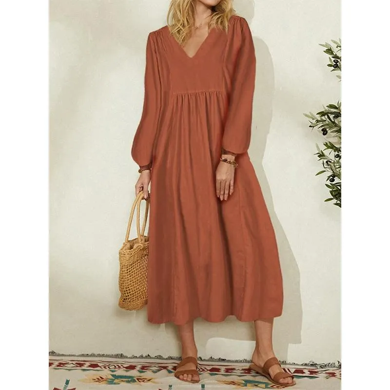 Leisure Cotton Long Sleeves Day Dresses