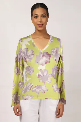 Lemon Floral Cashmere Silk Sweater