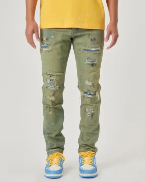 LIME SLIM FIT RIPPED DENIM