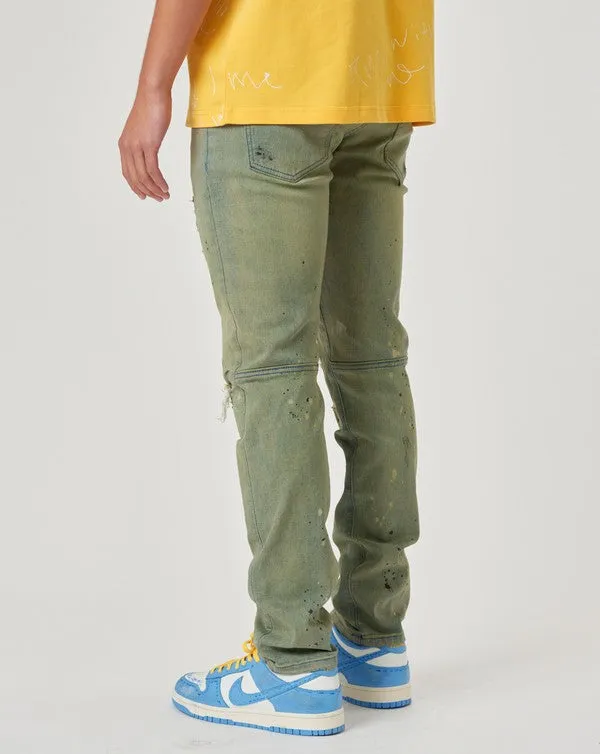 LIME SLIM FIT RIPPED DENIM